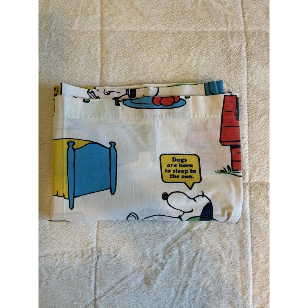 Vintage 1971 Peanuts Snoopy Charlie Brown Single Bed Flat Sheet JCPenney Muslin